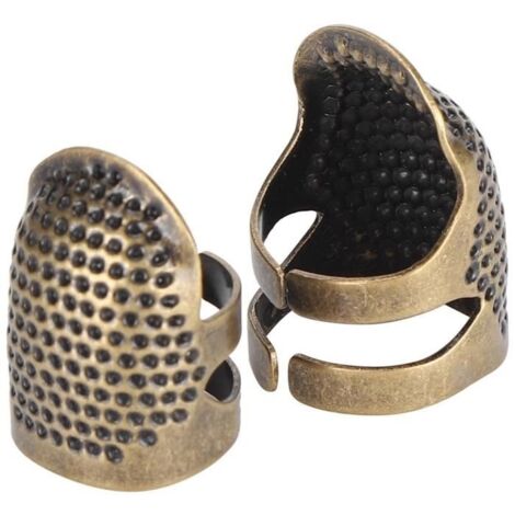 VINGVO dé à coudre du bout des doigts 2 pièces dés à coudre métal doigt protecteur bouclier anneau couture courtepointe (1/4)