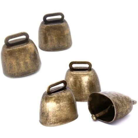 Lot de 5 cloches en cuivre pour chiens, cloches en métal pour vache, cheval, mouton, chats, petits animaux de compagnie (Bronze) (1/4)