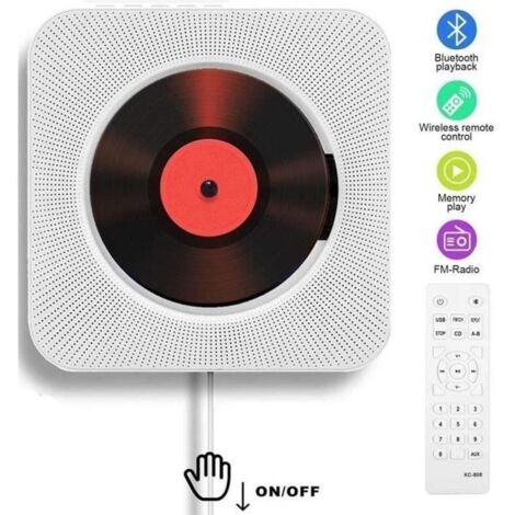 Lecteur CD Portable, Bluetooth, Montage Mural, Haut-parleurs HiFi intégrés, Home Audio Boombox avec télécommande Radio FM LBQ12 (1/4)