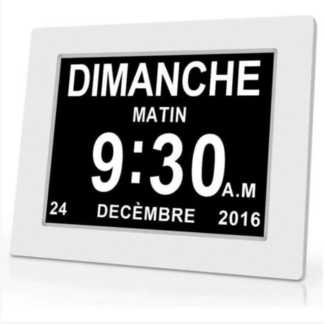RHG Horloge calendrier numérique One Piece 7 pouces avec date et heure, horloge Alzheimer pour parents, rappel de médicaments pour grands-parents et enfants - Blanc - 20414324mm (1/5)