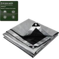 4x8m 280g/m² Polyethylene Protective Tarp, Ultra Heavy Duty and Durable Waterproof Tarp, Coated on Both Sides with Aluminum Eyelets, Waterproof Garden Cover, Gray-Black