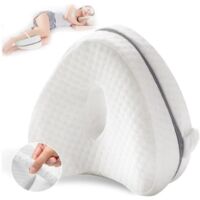 Coussin Orthopédique Jambe et Genou,Soulage Mal de Dos,Ergonomique Mousse à Mémoire,Respirant Lavable,Sangle Ajustable,Blanc