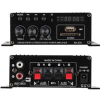 Amplificateur Audio, 12V Mini Amplificateur de Puissance Numérique Hifi Amplificateur Stéréo avec Télécommande pour Enceinte