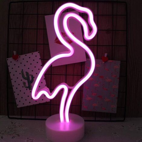 Enseigne lumineuse au néon LED décoration murale veilleuse USB/néon à piles pour noël anniversaire cadeau fête enfants (Flamant) (1/4)