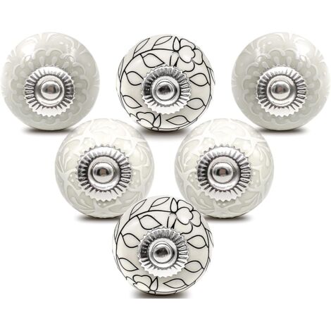 Bouton de Meuble Porcelaine Poignee Commode Ceramique Boutons de Porte Vintage pour Placard Tiroir (6 Pièces) (1/5)