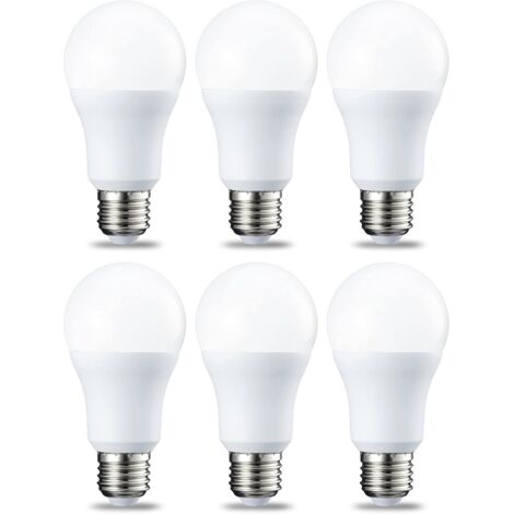 Lot de 6 ampoules LED Culot Edison à vis E27 10 W Blanc froid Intensité non variable