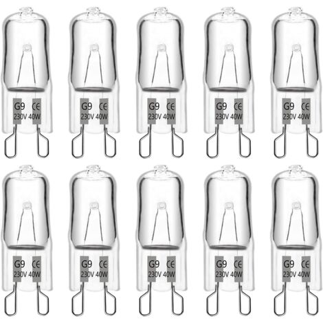 Lot de 10 Ampoules Halogène G9 40W Blanc Chaud 480LM Dimmable 2700K pour Lustres Appliques Armoires SCNNC Classe F (1/5)