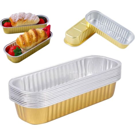 Lot de 10 Boîtes Aluminium Rectangulaires 200ml Sans Couvercle - Pour Cuisson Précuisson et Repas à Emporter (1/5)