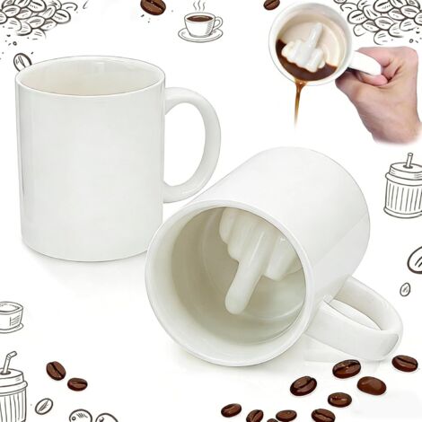 Tasse Céramique Thumbs Up 300ML Design 3D Originale Mug Thé Café Cadeau Humour Noël Halloween Anniversaire