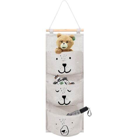 Sac de Rangement Suspendu Mural 3 Poches - Organiseur Pliable pour Salle de Bain/Cuisine/Chambre - Installation Facile sans Percer (1/5)