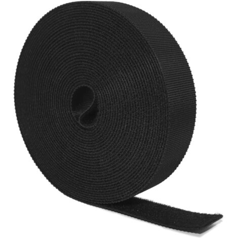 Rouleau Attache Câble Réutilisable 5m x 20mm - Bande Scratch Nylon Noir - Serre-Câbles Maison/Bureau - Coupe et Utilise (1/5)