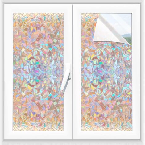Film Para Fenêtre Anti Regard Arc en Ciel 45x200cm Électrostatique 3D Anti UV Décoratif pour Vitrage Chambre Bureau Cuisine (1/5)