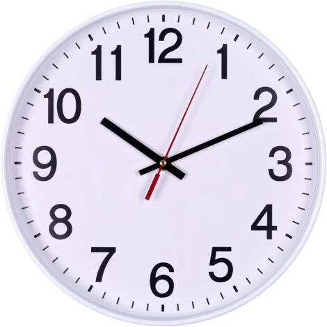 Horloge Murale Silencieuse 30 cm - Chiffres Arabes, Mouvement Quartz Analogique, Pour Bureau/Salon/École (Design Moderne)