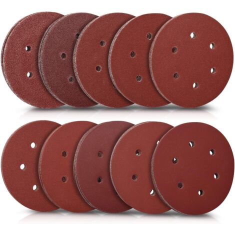 50x disque abrasif rond - Feuilles abrasives collantes crochet et scratch - Grain de 40 à 400 - Diamètre 150 mm (1/5)