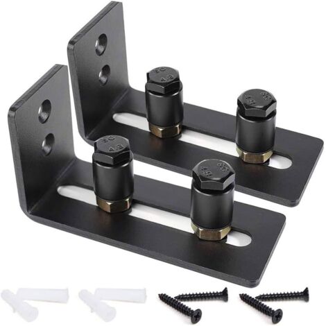 Lot de 2 rouleaux de guidage au sol réglables pour porte de grange coulissante, noir, super lisse et silencieux (2 rouleaux) (1/5)