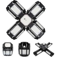 LED lumière de garage, Éclairage de garage à LED, plafonnier de l'atelier à réglable, éclairage E27 6000K, 5000 lumens, (noir) ,P10