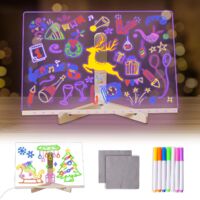Tableau Dessin LED 30x20cm - 7 Couleurs avec Pied - Écran Acrylique Lumineux - Bureau/École/Maison/Café - Artistique