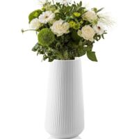 Vase Décoratif 20 cm Vase en Céramique Blanc Vases pour Fleurs pour Herbe de la Pampa pour Décoration de Table et Fleurs Séchées
