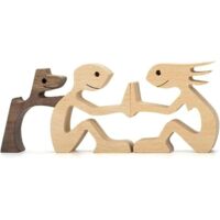 Sculpture Bois Chien Humain Main Taillée - Ornement Bureau Maison 10x8x15 cm Cadeau Unique Amoureux Animaux Bois Massif