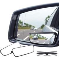 Lot de 2 Miroirs dAngle Mort Convexe HD Ampper pour Voiture SUV Camion Vision Large Logement ABS Cadre Argenté