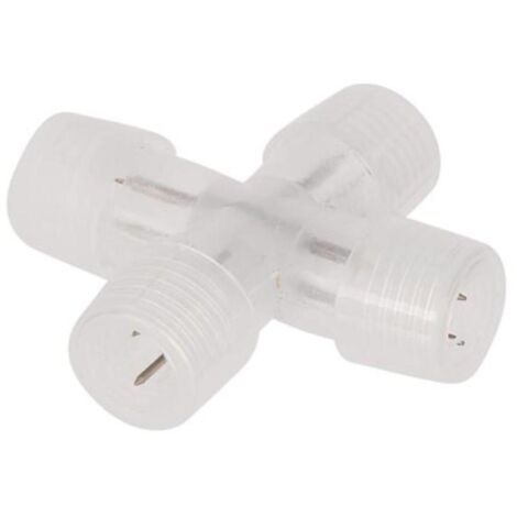 HQ-Power Conector en X transparente para manguera luminosa y manguera LED, 1 unidad, divisor en forma de X para instalaciones luminosas flexibles, conexión discreta, fácil montaje (1/2)