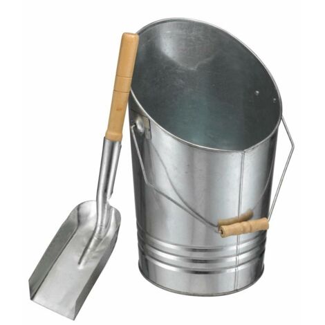 Cubo y pala para cenizas de metal galvanizado