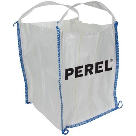 Perel Big bag 300L, bolsa de residuos de construcción, bolsa de jardín, saco de almacenamiento, resistente al uv, plegable, reutilizable, fuerte, con 2 asas, 65 x 65 x 71 cm