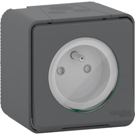 Mureva Styl - Prise courant 2P+T - saillie - IP55 - IK08 - connexion auto - gris - MUR35031