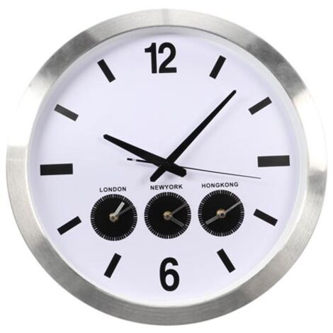 Horloge Murale En Aluminium Avec 3 Fuseaux Horaires - à 45 5 Cm (1/5)