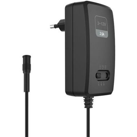 Fuente de alimentación compacta con corte y salida ajustable - 100-240 V - de 3 a 12 Vcc - 2,5 A + 6 enchufes (1/5)