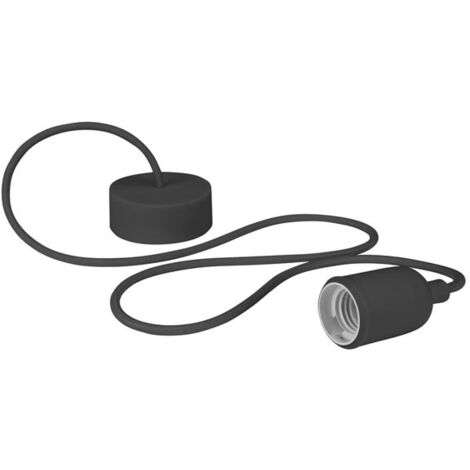 LÁMPARA DE DISEÑO CON CABLE DE TELA - PARA COLGAR DEL TECHO - COLOR NEGRO