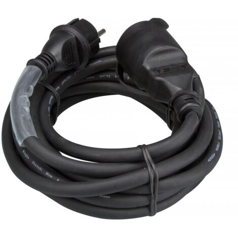 CABLE PROLONGADOR DE GOMA CON TUBO TERMORRETRÁCTIL - 3G2.5 - 5 m - TOMA DE TIERRA DE ESPIGA