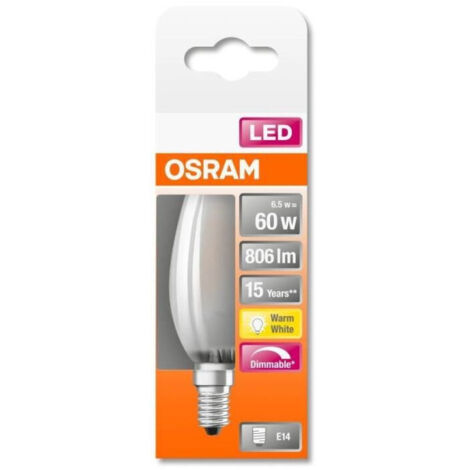 Led llama de vidrio mate variable 6,5 W E14 cálido caja 1 - Osram (1/5)