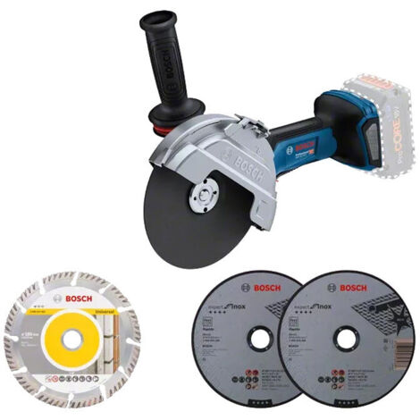 Bosch Professional BITURBO amoladora a batería GWS 18V-180 P (Ø disco 180 mm, profundidad de corte 230 mm, interruptor PROtection, incl. 2 discos de corte, 1 disco de diamante, en L-BOXX) (1/4)