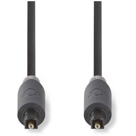 Cable de audio óptico Toslink macho a macho de 3,00 m, redondo, PVC, antracita, caja con ventana - Nedis (1/3)
