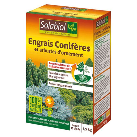 Abono orgánico para arbustos, coníferas y arbustos ornamentales Solabiol 1,5KG
