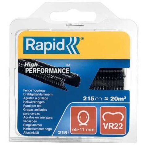 Rapid VR22 grapas plastificadas negras 215 piezas (1/4)