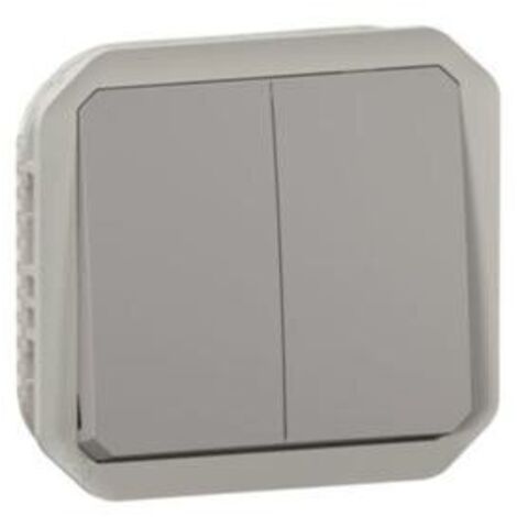 Conmutador pulsador doble modular Plexo Legrand 069525L Gris (1/3)