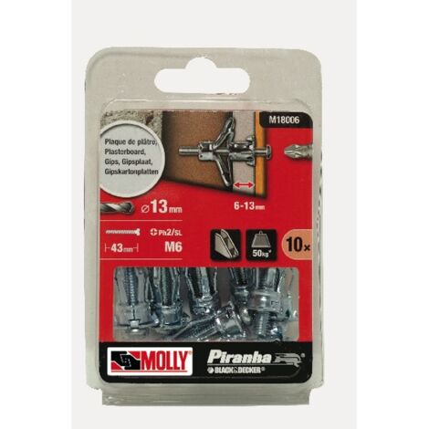 Tarugo Molly 6x34mm+tornillo M6 C/10 Carcasa - Molly