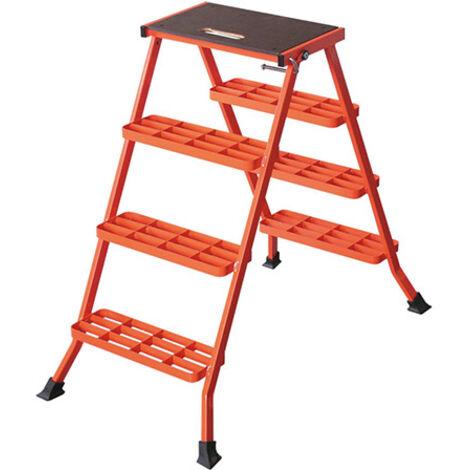 Klappbarer Stahl-Trittleiter mit Gitterrost 90cm, 4 Stufen (1/5)