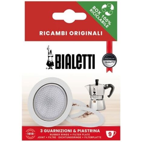 BIALETTI Ersatzteilset 3 Dichtungen + 1 Filter 9Tassen Aluminium