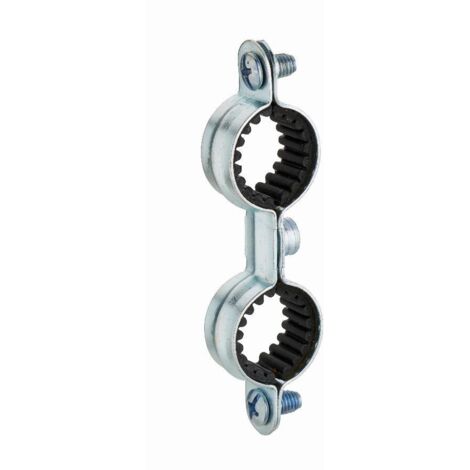 Doppelte isophonische Befestigungsschelle aus verzinktem Stahl für NOYON & THIEBAULT-Rohr - Ø 14 mm Schraubengewinde m7x150 Beutel 5 St. - 7114-S5