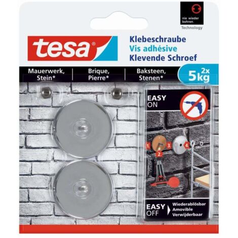 tesa Klebeschraube Traglast 5 kg, 2 Stück Klebepads (1/3)