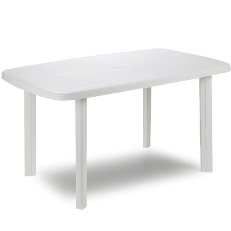 Tisch Faro 90 x 140 cm weiß Gestell aus Kunststoff in weiß, Tischplatte aus Kunststoff in weiß