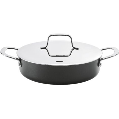 Bratpfanne mit 2 Griffen, beschichtet, 24 cm + Edelstahldeckel – Maestro – Beka (1/2)
