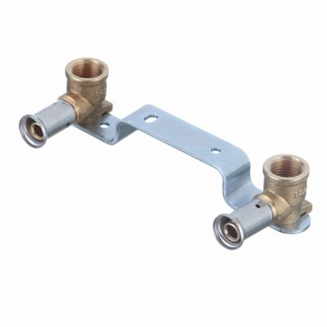 HENCO Wandhalterung zwei Wandleuchten Messing Mehrschicht Pressfitting - Innengewinde 1/2 - Ø16 mm - 28PV-16041604-1