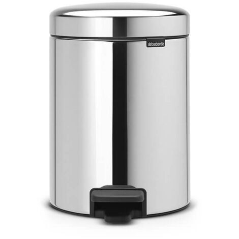 Brabantia Newicon Treteimer, Mülleimer, Abfalleimer, Brilliant Steel, 5 L, 112621