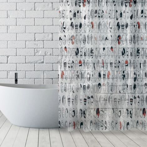 MSV Duschvorhang Peva Anti Schimmel 100% wasserdicht 180x200 cm Graphics Weiß