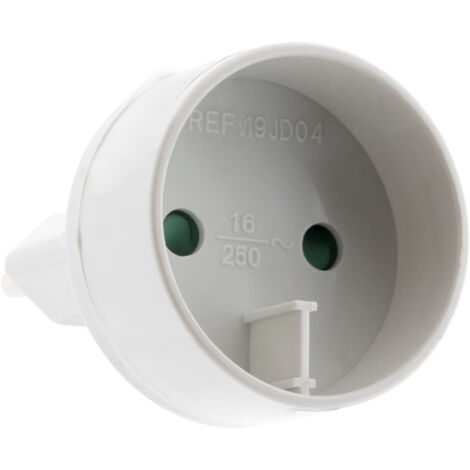 Adapter / Elektrischer Transformator mit Erdung - Stecker 6A auf Buchse 16A - Weiß - Zenitech