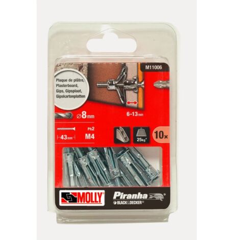 10 MetallspreizdÃ¼bel Ã˜ 4 x 33 mm mit M4 Schrauben MOLLY - M11006-XJ